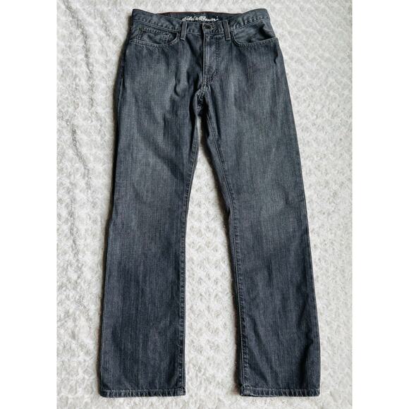 Eddie Bauer Mens Washed Black Straight Cotton Denim Gray Rugged Jeans Size 32 - Picture 1 of 13